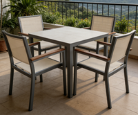 Yoshen extérieur maille meubles de patio hôtel jardin fronde chaise de salle à manger en aluminium Beige empilable maille chaises de patio