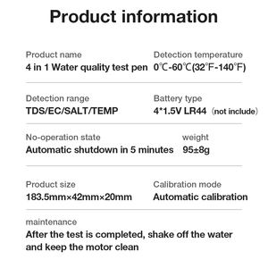 Medidor Digital <span class=keywords><strong>de</strong></span> Salinidad del <span class=keywords><strong>Agua</strong></span> <span class=keywords><strong>de</strong></span> <span class=keywords><strong>Mar</strong></span>, Lápiz Probador <span class=keywords><strong>de</strong></span> <span class=keywords><strong>TDS</strong></span>/EC/Salinidad/Temperatura para Acuarios y <span class=keywords><strong>Agua</strong></span> Potable - Product Image 6