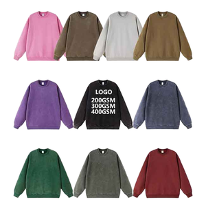 Sweat-shirt homme oversize en molleton épais à manches longues, épaules tombantes, décontracté, effet délavé, 100% coton, impression sérigraphique de logo personnalisé - Product Image 1