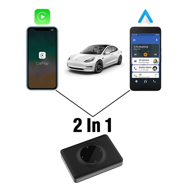 2 in 1 Wireless CarPlay Android Auto Mini Box Activator for Tesla Model 3/X/Y/S Wireless Google Navigation Spotify Siri IOS16