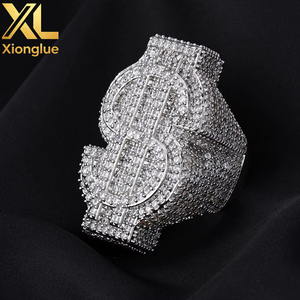 Bague Hip-hop Dollar en Zircon Naturel Plaqué Or 18K Unisexe Tendance Bijoux Personnalisés - Product Image 2