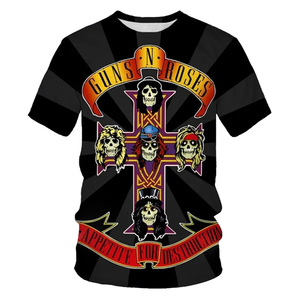 Nuova <span class=keywords><strong>T</strong></span>-<span class=keywords><strong>Shirt</strong></span> stampa estiva maglietta sportiva di moda Casual Punk top Rose <span class=keywords><strong>Rock</strong></span> <span class=keywords><strong>Band</strong></span> 3D manica corta da uomo divertente Hip Hop Unisex - Product Image 2