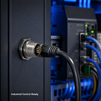 Connecteur M12 8 broches à code A le plus vendu avec écrou fileté nickelé pour l'alimentation des lignes de machines d'emballage