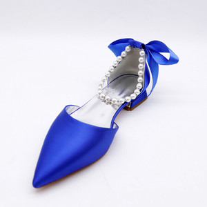 New Bow Low Heel Ladies <b>Flats</b> Shoes 2025 Pointed Toe Pearl Ankle Strap Party Wedding for Women Sandals - Product Image 2