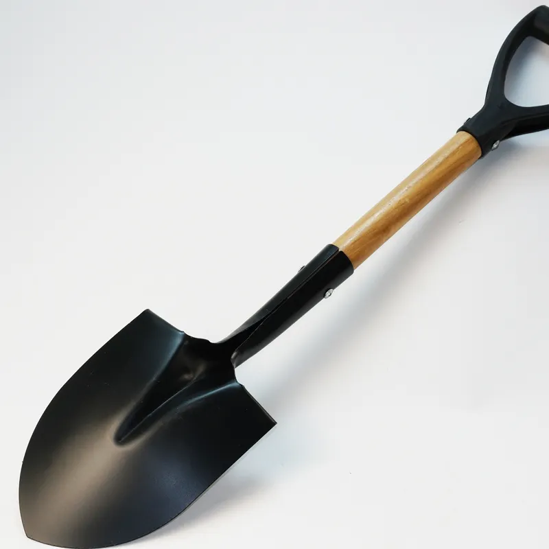 Wholesale gardening farming tools large metal steel hand rounded mouth agricultural spade shovel with wooden handle