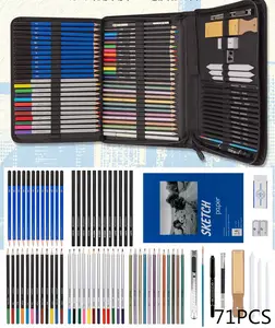 71 Uds. Kit de lápices de colores de boceto de dibujo profesional juego de lápices de colores de agua con embalaje de caja de Metal