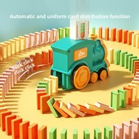 Train Domino Électrique Auto-Placeur avec Musique et Lumières, 60 Blocs, Barrière Routière, Rose et Vert, Certifié EN71 CPC, Cadeau