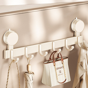 Suction Cup <b>Hook</b> Rack Wall Mounted Removable Heavy Duty Clothes Organizer With Strong <b>Adhesion</b> For Door Or Wall Use - Product Image 3
