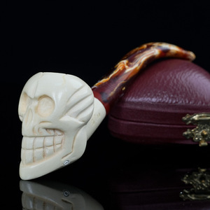 Tubería de sepiolita de piedra natural en bruto, pipa de tabaco con filtro tradicional antigua tallada a mano - Product Image 6
