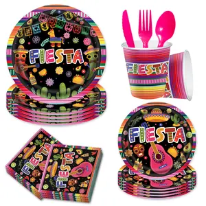 Multi Color Birthday Party Paper Disposable Tableware Sets Environmentally Friendly Party Supplies Set