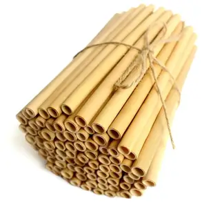 Logo Kustom Bambu Dapat Digunakan Kembali Sedotan 100% Tabung Bambu Non Plastik