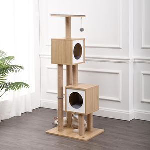 <b>Cat</b> Tree <b>Cat</b> Tower for Indoor Modern Wood Condo with <b>Scratching</b> <b>Post</b> for <b>Large</b> <b>Cats</b> Climbing - Product Image 1