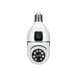 Nieuw Binnen 2 Mp Wifi Dual Lens Wifi Ptz Camera Plafond Gloeilamp Camera Smart Home Security Systeemcamera