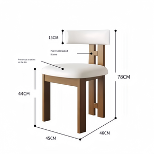 Silla de Comedor Nórdica de Madera Maciza, Tapicería de Cuero Negro Moderno, Estilo Vintage de Lujo Ligero, Ecológica y Suave para Restaurante - Product Image 6