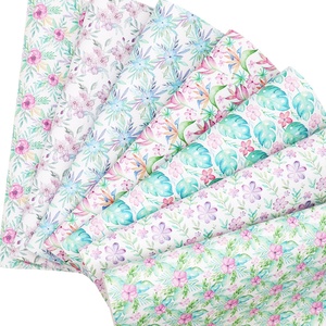 7 pièces/ensemble couleurs pastel fleur florale impression synthétique <span class=keywords><strong>imprimé</strong></span> <span class=keywords><strong>cuir</strong></span> Faux <span class=keywords><strong>cuir</strong></span> tissu feuilles Bundle pour arcs artisanat - Product Image 2