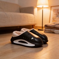 Chaussons d'intérieur en peluche pour homme, grande taille, hiver, semelle épaisse, doublure polaire extra chaude, antidérapants, soutien de la voûte plantaire, imperméables, pour couple