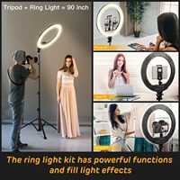 Éclairage vidéo de 22 pouces avec support pour téléphone portable, équipement d'éclairage vidéo, lumière de remplissage LED RVB, lumière de photographie selfie, lumière vidéo