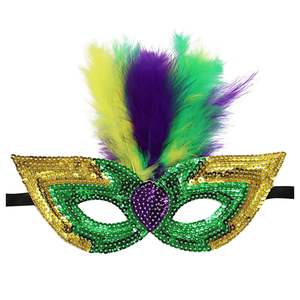 Mardi Gras Roxo Verde Amarelo Pena Máscara Masquerade Lantejoula Máscara para Bola De Carnaval <span class=keywords><strong>Prom</strong></span> Promocionais Fontes Do Partido - Product Image 5