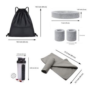 Botella Mezcladora con Logotipo Personalizado, Toalla de Secado Rápido, Bolsa con Cordón, Cintas para el Sudor, Kit de Artículos Deportivos para Promoción de Fitness - Product Image 2