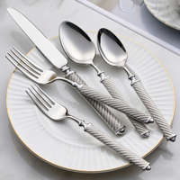 Ensemble de couverts en acier inoxydable de style européen, 6 pièces/ensemble - cuillères, fourchettes, couteaux, vaisselle pour mariage et restaurant, logo personnalisé