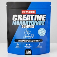 Gummies de créatine monohydrate OEM pour adultes, naturelles, 5g, 120 unités, sans sucre, complément pré-entraînement pour la croissance musculaire et les performances