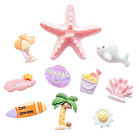 Série Plage et Mer : Cabochons en résine étoile de mer, coquillage, dauphin, dos plat, pour boîtes de rangement, pinces à cheveux, breloques pour chaussures, artisanat DIY, vente en gros