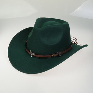 Chapeau <span class=keywords><strong>de</strong></span> <span class=keywords><strong>cowboy</strong></span> pour homme style européen-américain automne-hiver, grande visière pare-soleil, 100 % polyester, design raffiné, vente en gros - Product Image 2