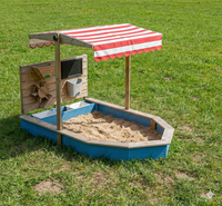 Siège de bac à sable en forme de bateau en bois massif écologique lavable OME moderne et personnalisé avec housse de volant de sécurité 4 places pour l'extérieur