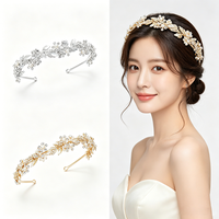 Couronnes et diadèmes de mariée en cristal plaqué argent, style romantique français, avec perles, bijoux de cheveux de mariage, vente en gros d'usine