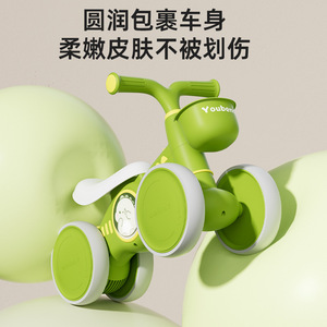 Four Wheel Balance Bike For Toddlers 12 Inch <b>Plastic</b> <b>Frame</b> With Musical Light Green Color - Product Image 2