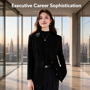 고급 헤링본 블레이저 세트, 세련된 오피스룩 유니폼 의상 - Product Image 4