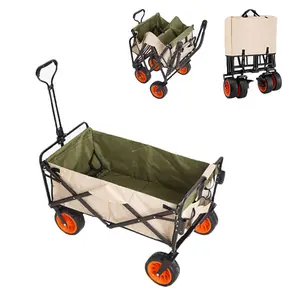 Chariot de transport pliant de jardin MU avec logo personnalisé Chariot de plage pliable Chariot de plage pliable pour le camping en plein air Chariot de plage pliable