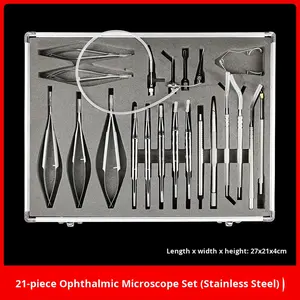 21pcs Peralatan Katarak Baja Tahan Karat, Set Instrumen Mikroskopik Oftalmik untuk Operasi Katarak Mata dengan Kotak Sterilisasi - Product Image 6
