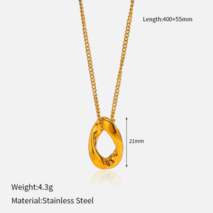 Collana in Acciaio Inossidabile con Ciondolo Ovale Boho Chic, Resistente allo Sbiadimento e all'Ossidazione, Regalo <span class=keywords><strong>per</strong></span> <span class=keywords><strong>Signore</strong></span> - Product Image 4
