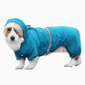 Short Reflective Raincoat For Corgis Full Coverage Waterproof Bodysuit For Small <b>Dogs</b> Yellow Lake Blue Four Seasons Pet <b>Clothes</b> - Product Image 5
