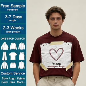 Camisetas creativas para hombre OEM <span class=keywords><strong>de</strong></span> algodón grueso con estampado <span class=keywords><strong>de</strong></span> notas, hombros caídos, estilo oversize y corte holgado para streetwear - Product Image 1