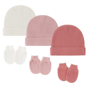 Chapeaux pour nouveau-nés avec mitaines anti-griffures pour prématurés unisexes, chapeaux d'hôpital pour garçons et filles <span class=keywords><strong>de</strong></span> 0 à 6 mois - Product Image 1