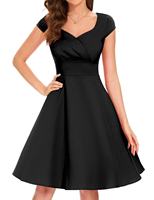 Robe de soirée balançoire vintage pour femmes 50s 60s A-Line Rockabilly Style manches courtes grande taille décontracté pour l'été printemps saisons