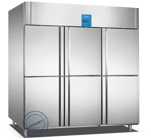 Commercial Kitchen Refrigeration Equipment 6 Door Stainless Steel Asian Style Large Refrigerators Upright Chiller for Restaurant