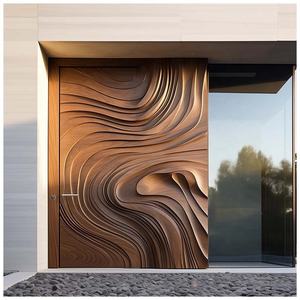 Luxury Modern Customized 3D Building Relief Extra Large Solid Wood Security Carving Exterior Front Entry <strong>Door</strong> for Villa - Product Image 2