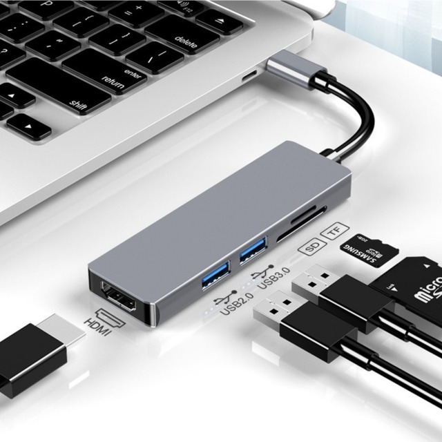 Type-C USB Hub with Multiple Ports ( 4K USB 3.0 Ethernet) 5-in-1 PC Docking Station