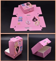 Boîte carrée en papier à motif vif pour donuts, personnalisable avec logo UV, jetable, pliable, pour boulangerie, rose, emballage pour desserts sucrés
