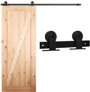 Intérieur en bois porte de <span class=keywords><strong>grange</strong></span> avec rail en acier au carbone - Product Image 6