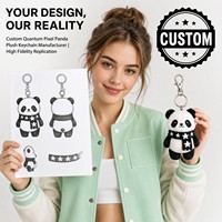 Porte-clés Mascotte en Peluche Panda Quantum Pixel Personnalisé OEM ODM avec Logo Prêt à l'emploi, Commande en Gros, Jouet Doux, Cadeau Technologique IA