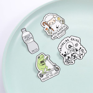 Coffret de broches métalliques Believer Gift : <span class=keywords><strong>Agneau</strong></span> Mignon, Scooter, Grenouille, Foi Enfantine, Bouteille d'Eau, <span class=keywords><strong>Broche</strong></span> Graphique Citations Bibliques pour les Amateurs de la Foi - Product Image 3