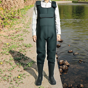 Cuissardes de pêche et de chasse unisexes en néoprène 4 mm 100% imperméables grises avec bottes en caoutchouc pour la protection - Product Image 1