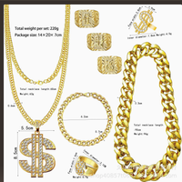 Accessoires pour enfants des années 80 et 90, kit de costume hip-hop, bracelet en chaîne de corde dorée factice, chaîne avec symbole du dollar pour hommes