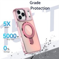 Étui de téléphone de luxe avec béquille magnétique pour iPhone 17 16 15 14 13 12, coque de téléphone brillante électroplaquée pour iPhone 17 Pro Max