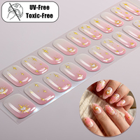 Fabricant sur mesure de vernis à ongles en gel, bandes d'ongles, autocollants pour ongles avec design pailleté pour la Saint-Valentin, sans UV, sans BSA, enveloppes d'ongles en gel