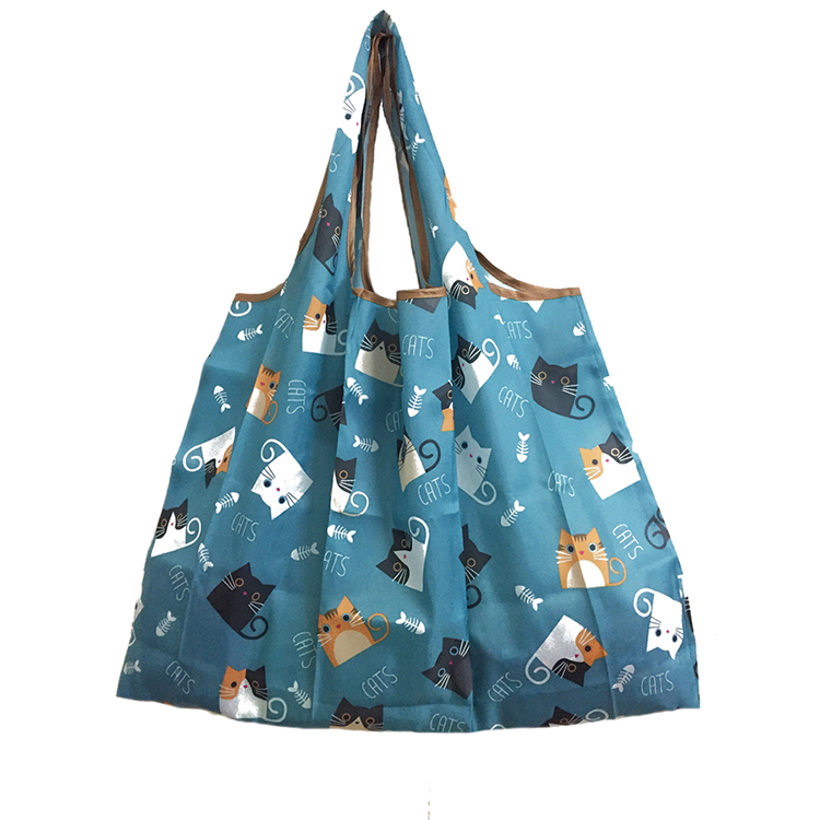 Portable Waterproof Polyester Grocery Bag Reusable Foldable Shopping Tote Bag